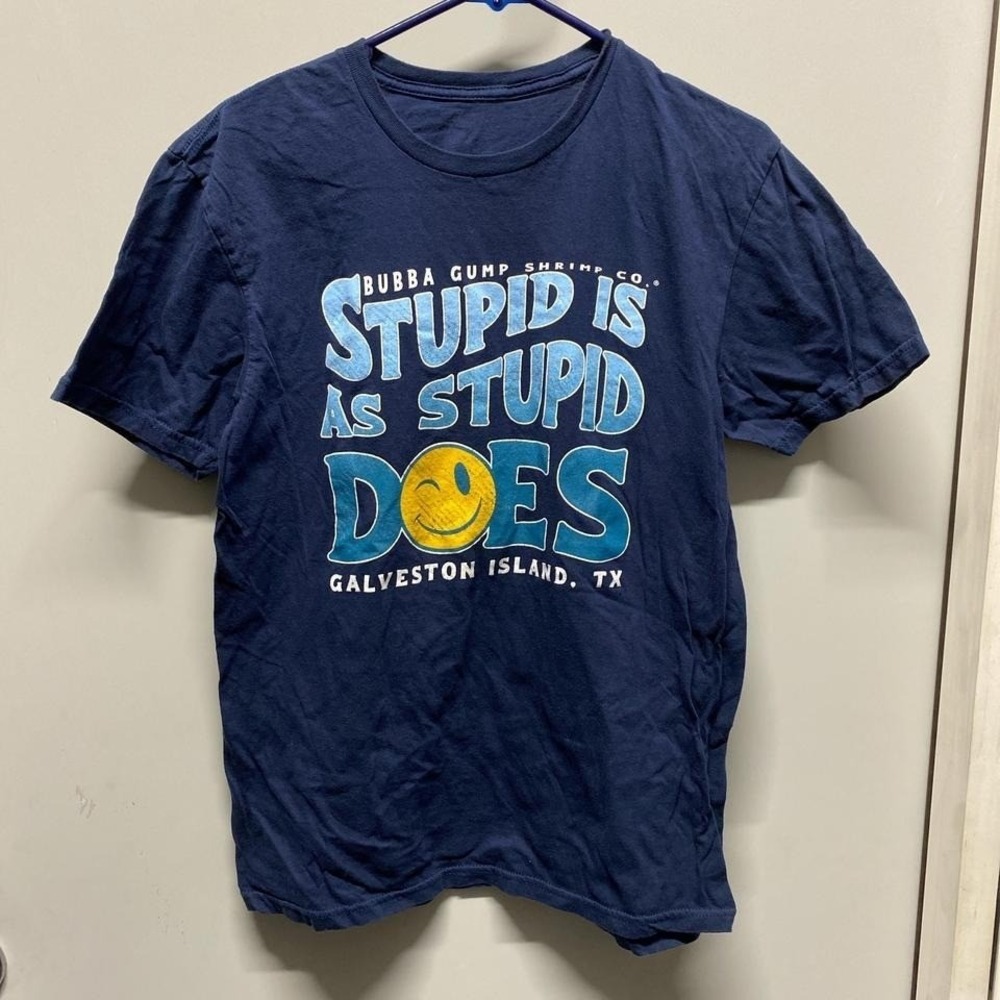 Bubba Gump Shrimp Co T-Shirt Mens Graphic Quote Navy Blue Medium
